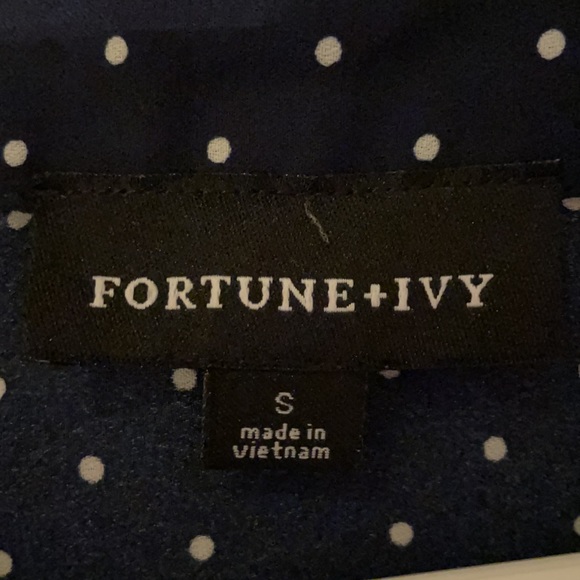 Small Navy Blue button down Fortune & Ivy Blouse - Picture 3 of 3